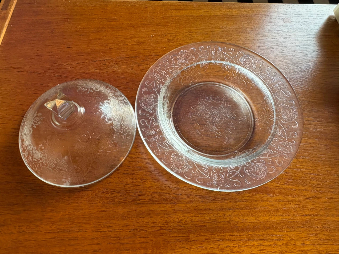 Vintage Depression Clear Glass Covered Butter Dish - photo 2