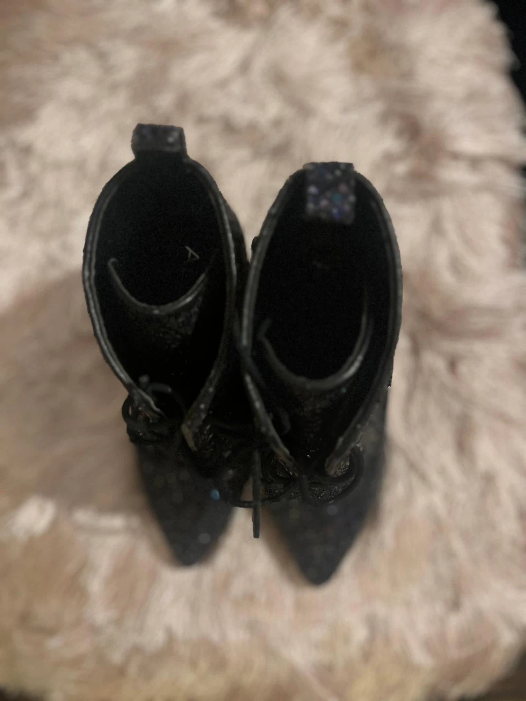 Black Glitter Lace-Up Heels - photo 3