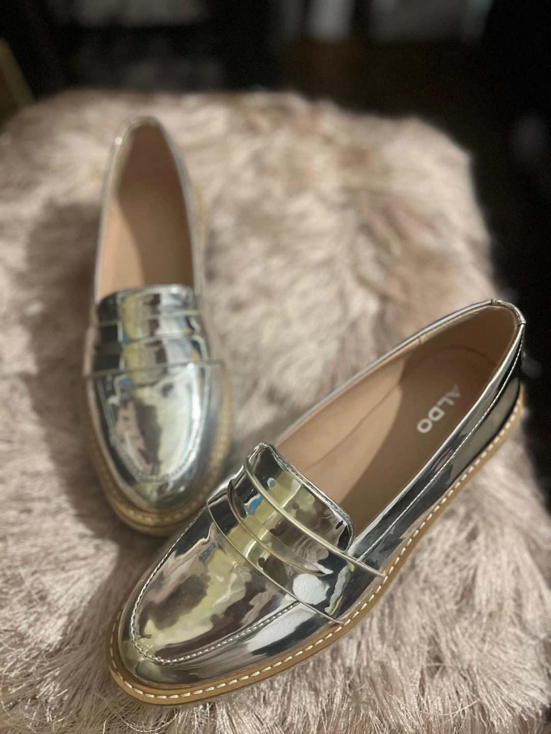 ALDO Silver Platform Loafers