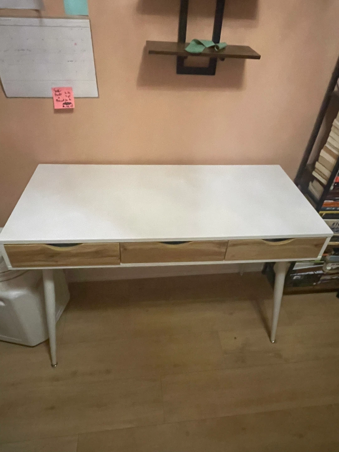 White & Wood Desk with Drawers - photo 2