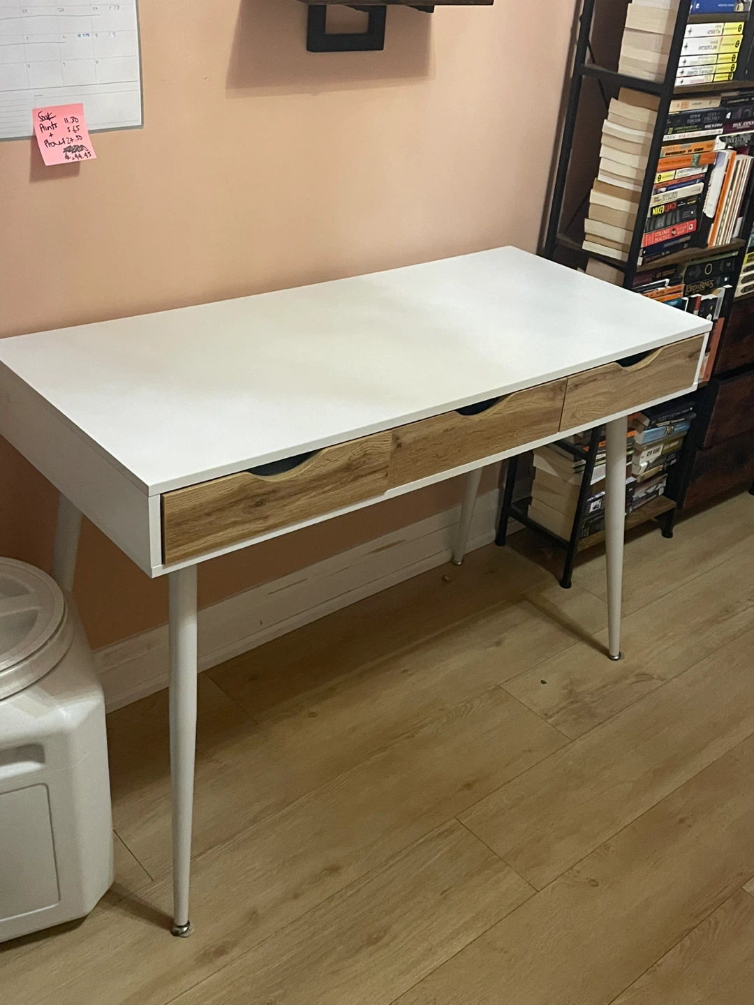 White & Wood Desk with Drawers