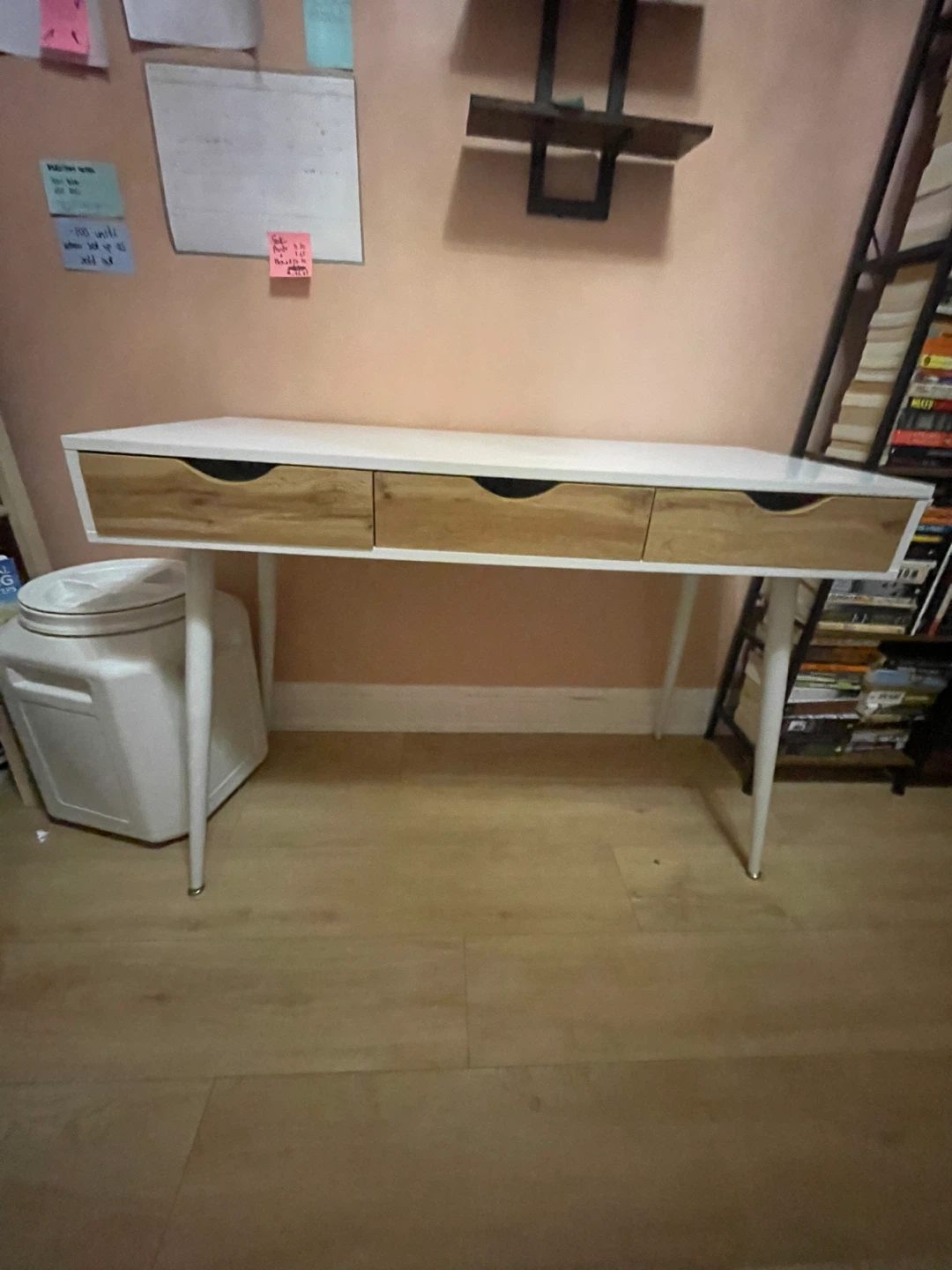White & Wood Desk with Drawers - photo 3