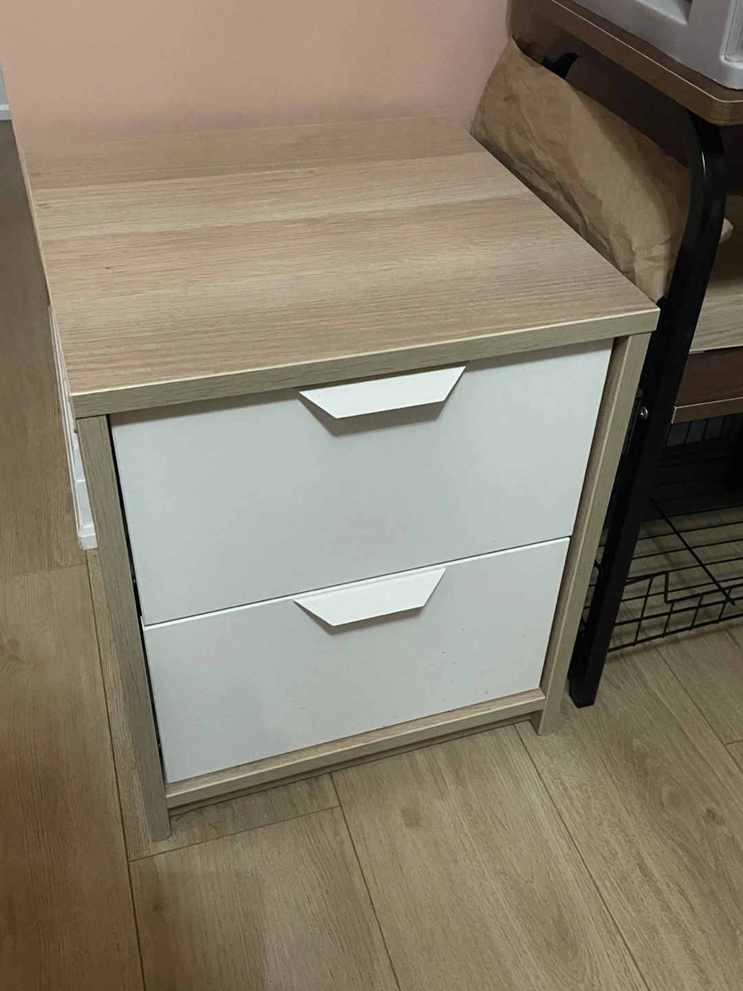 Wood & White 2-Drawer Nightstand - photo 2