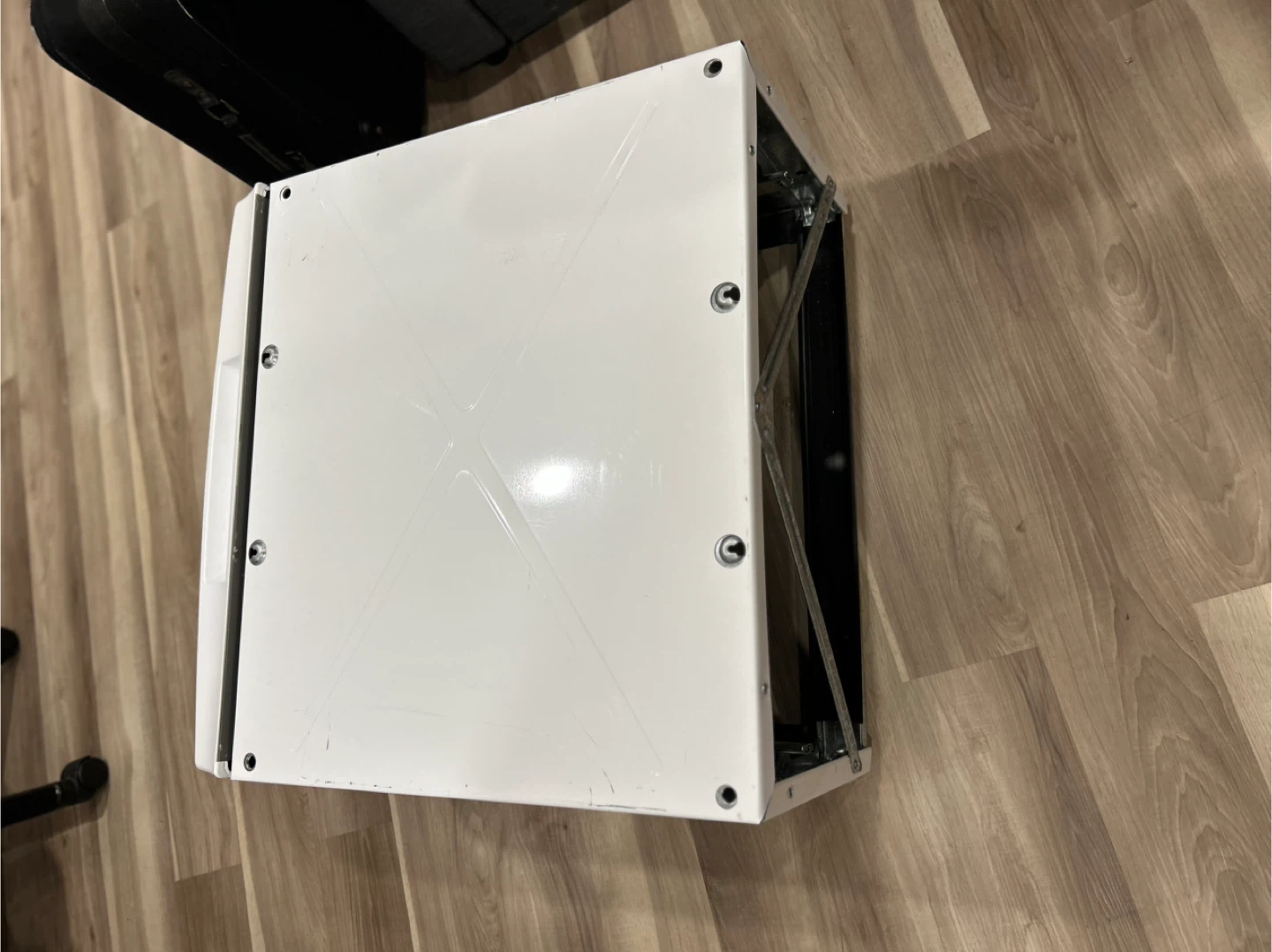 White Metal Pedestal/ Storage Box
