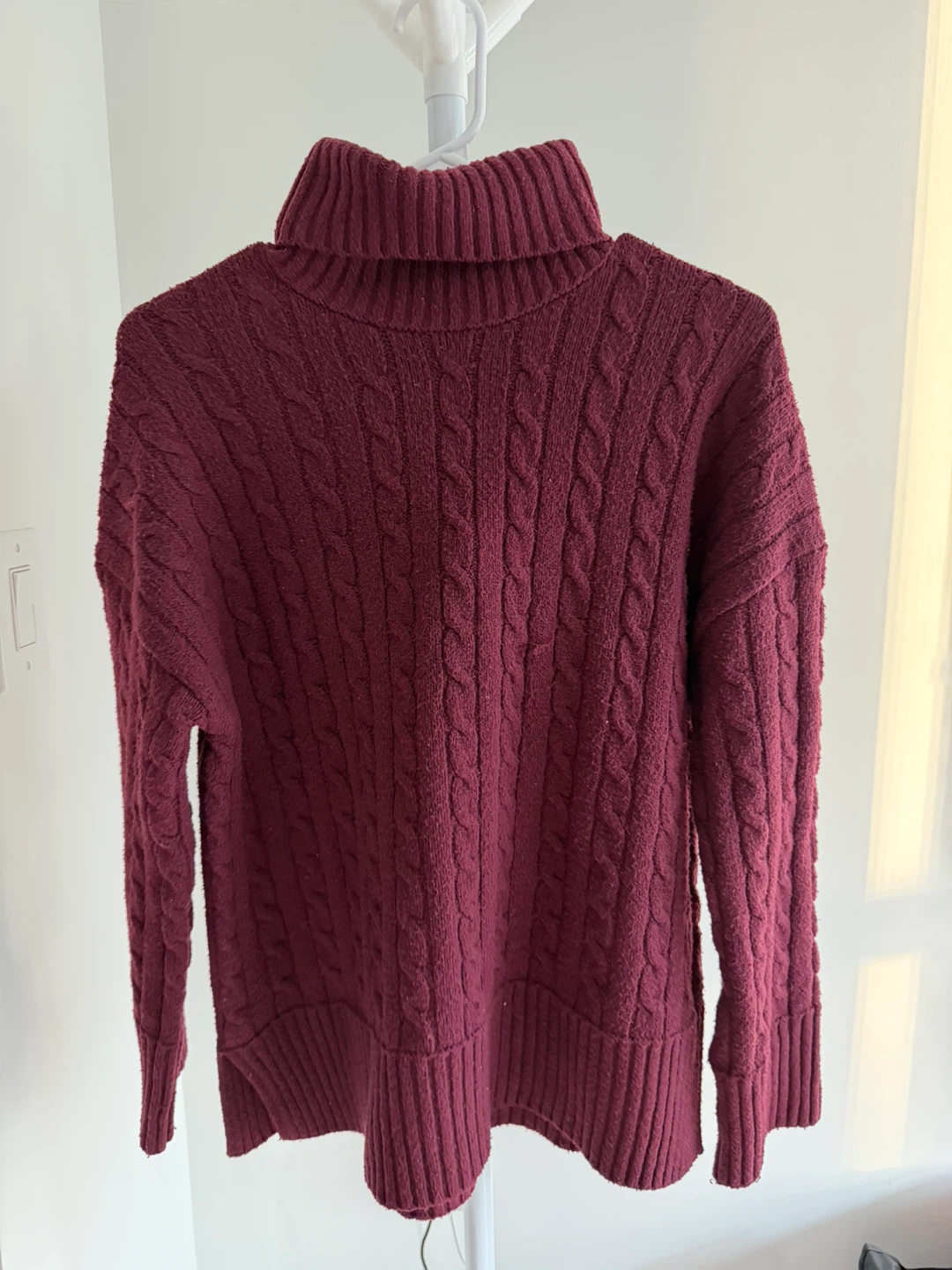 Mock Neck Sweater - Burgundy, Size XS - photo 2