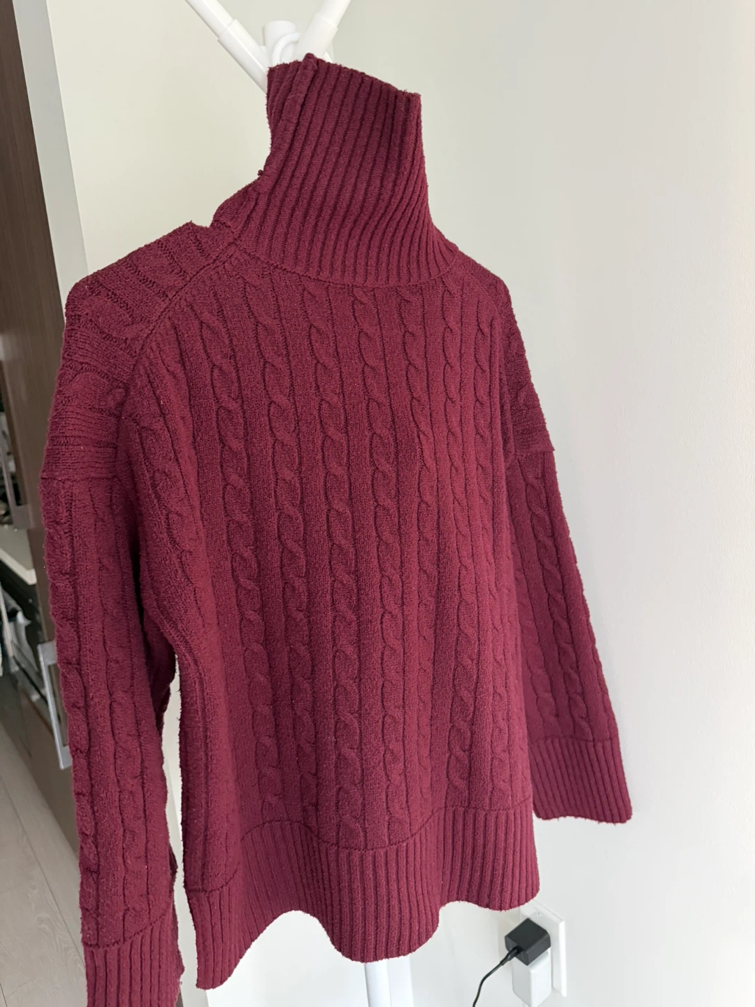 Mock Neck Sweater - Burgundy, Size XS