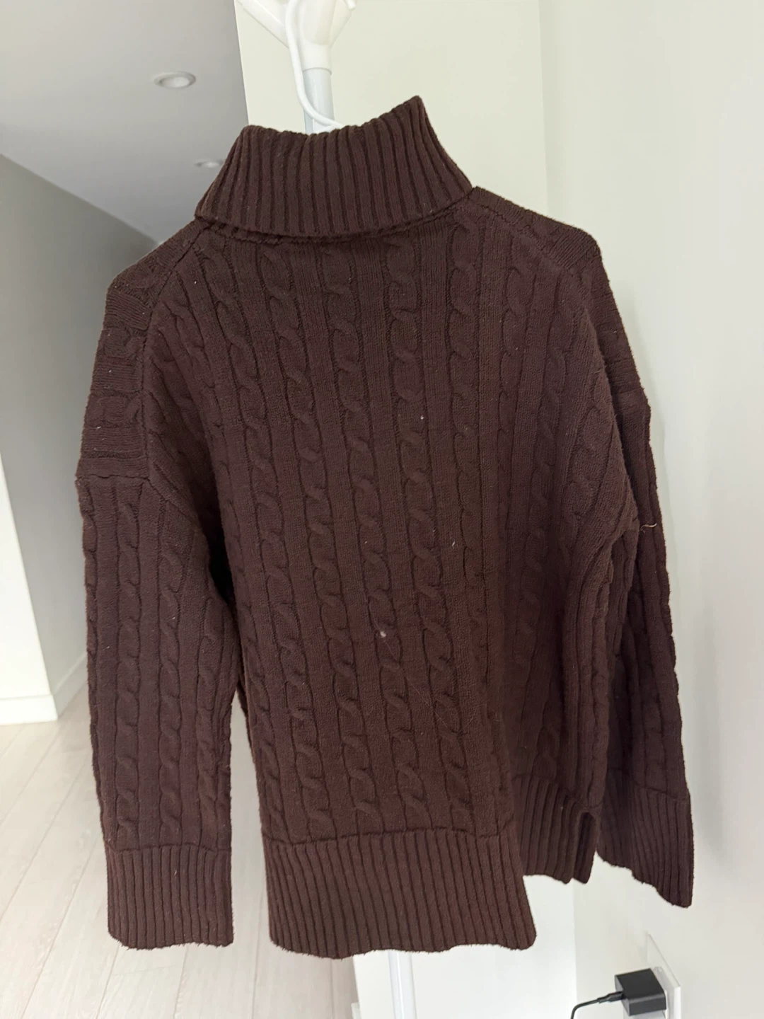 Brown Cable Knit Turtleneck Sweater - photo 3