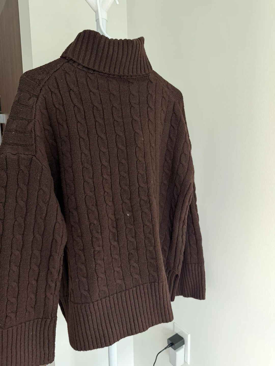 Brown Cable Knit Turtleneck Sweater - photo 2