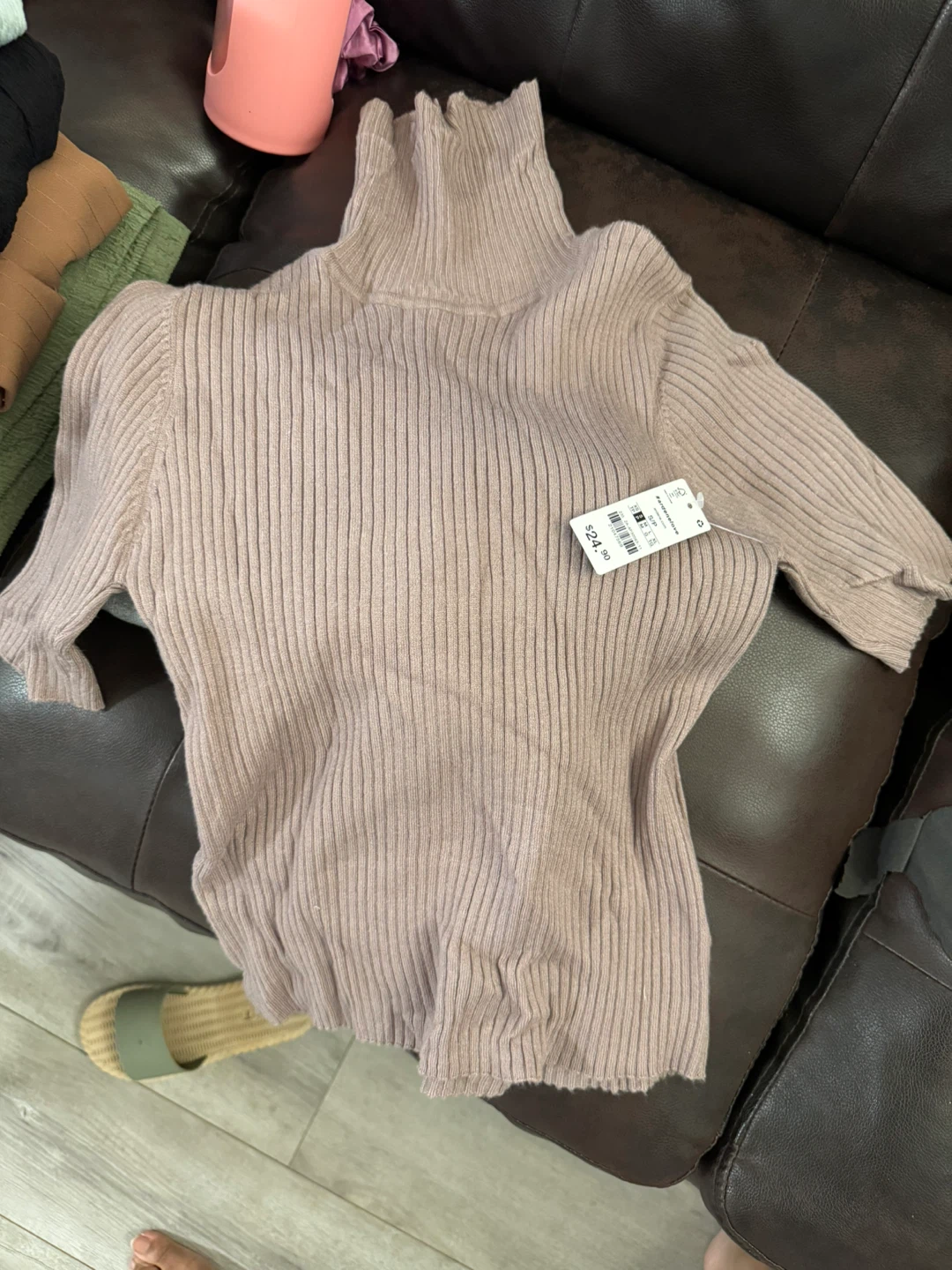 Ribbed Turtle Neck Top - Size Small