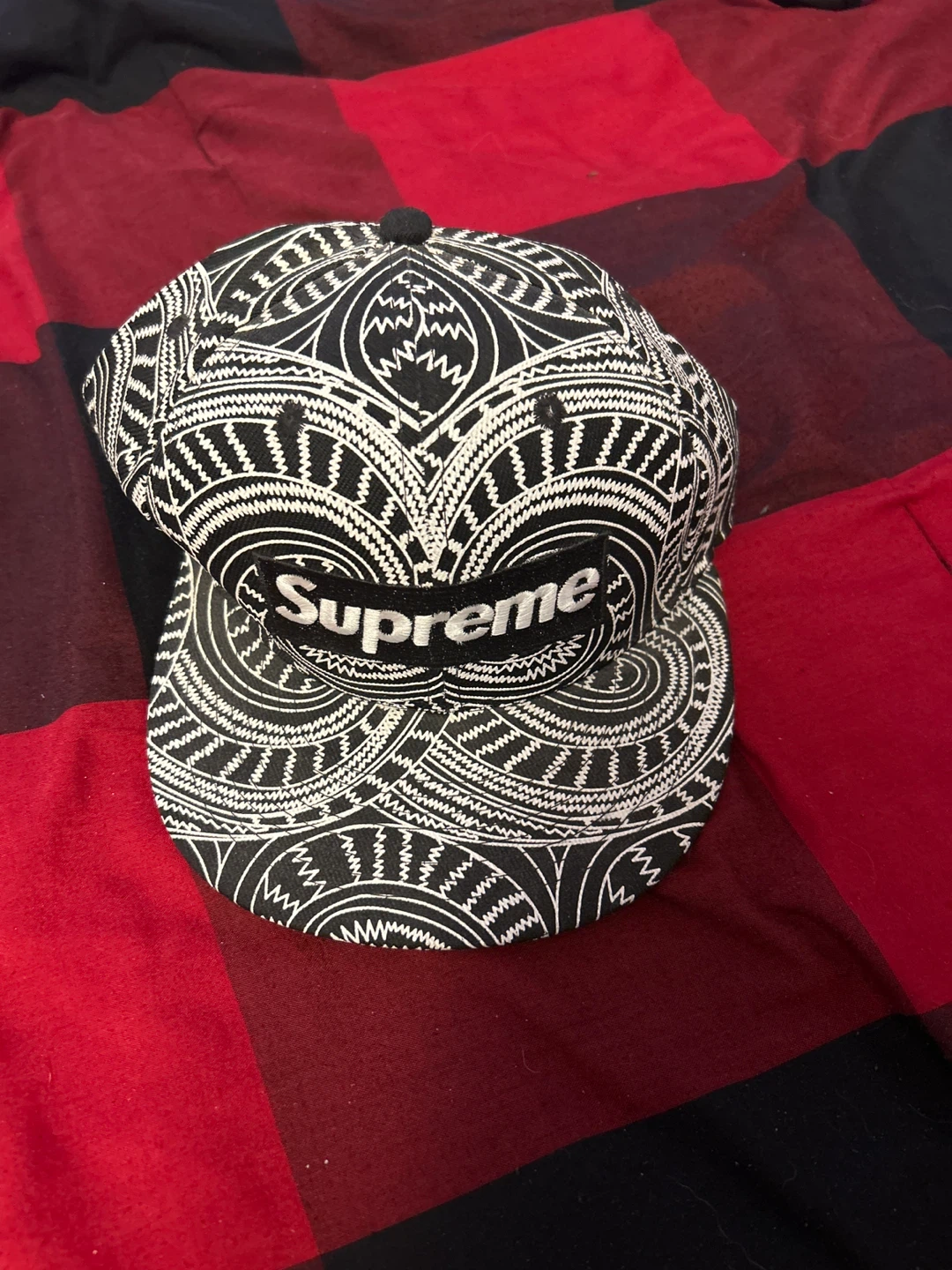 Supreme Black/White Paisley 5-Panel Hat🧡