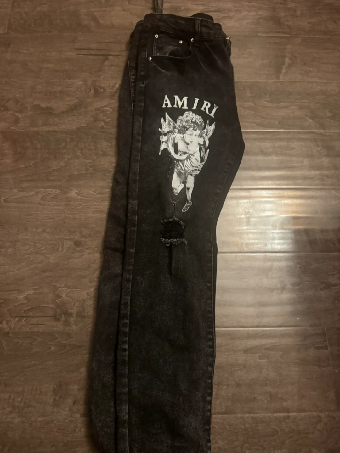 AMIRI Black Jeans with Angel Graphic