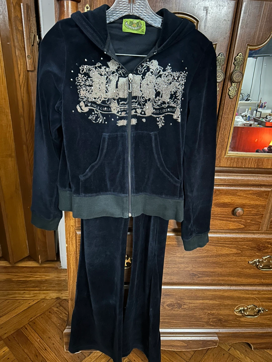 Juicy Couture Black Velour Tracksuit Set
