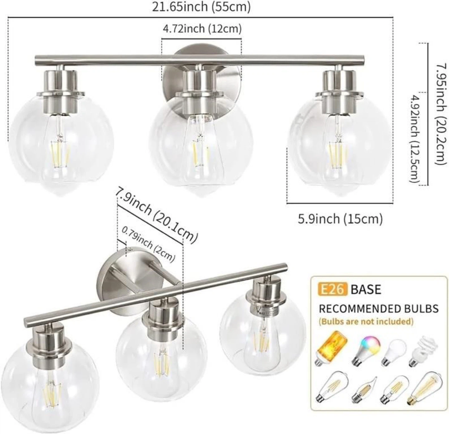 3-Light Bathroom Vanity Light Fixture - photo 5