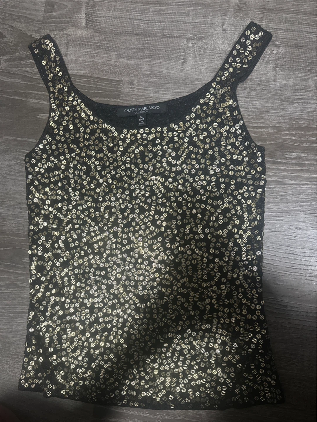 Carmen Marc Valvo Sequin Tank Top - Size M