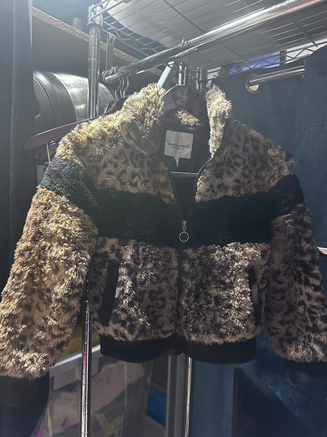 Urban Republic Girls Faux Fur Leopard Jacket - M