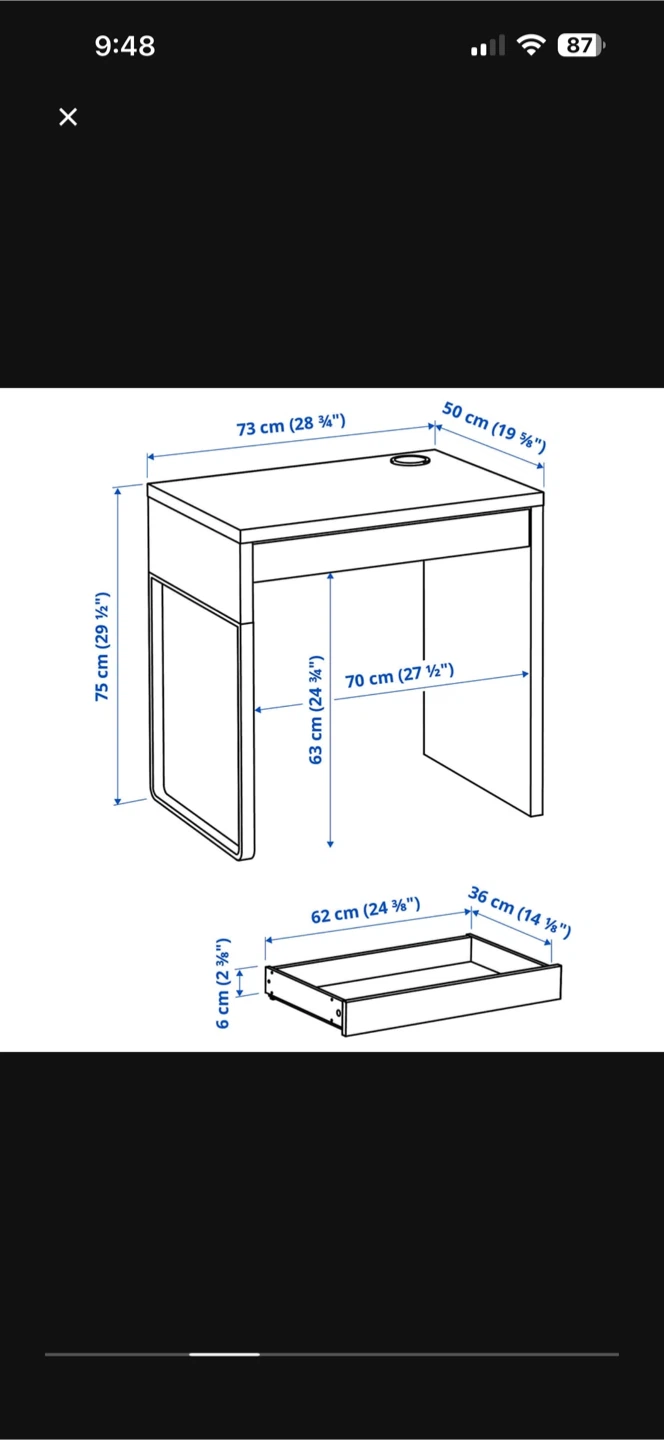 IKEA White Desk with Drawer - photo 5