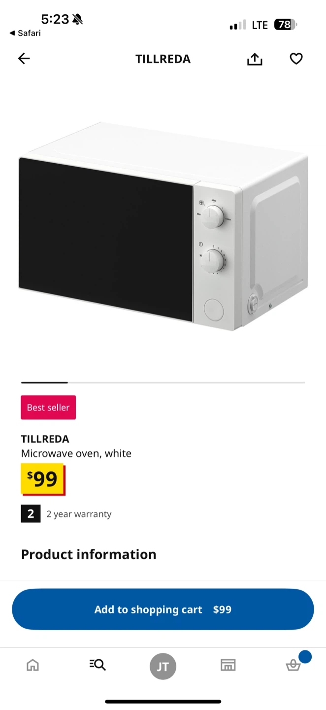 IKEA TILLREDA Microwave Oven - black
