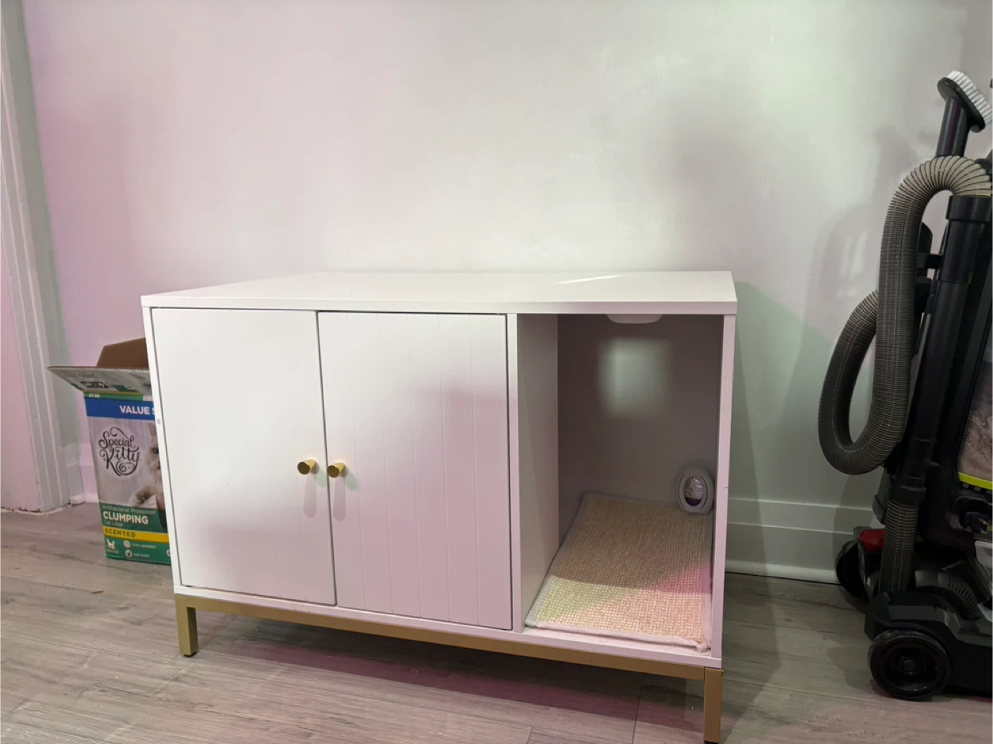 White Cat Litter Box Enclosure - photo 2