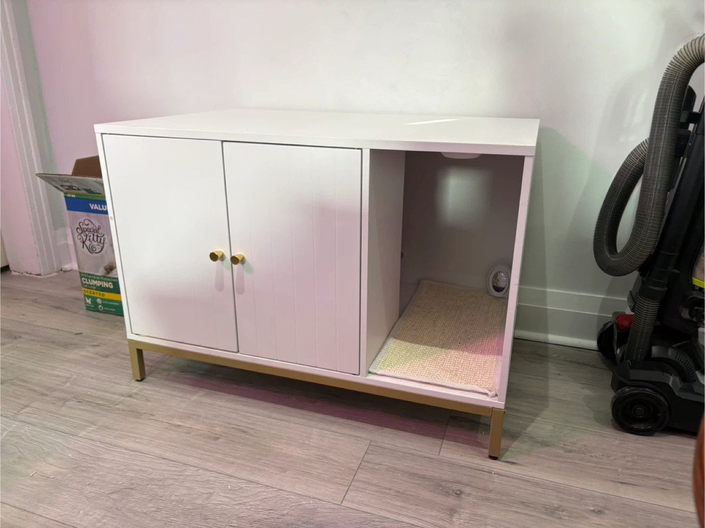 White Cat Litter Box Enclosure