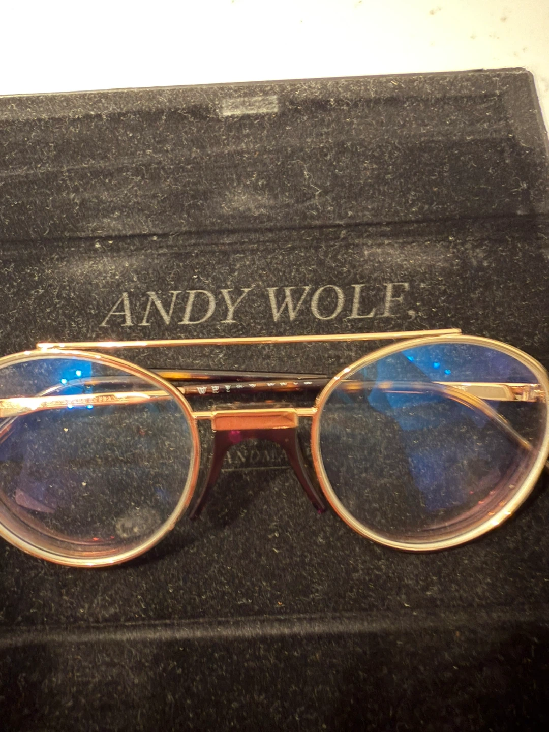 Gold Andy Wolf Handmade glasses- like new - photo 3