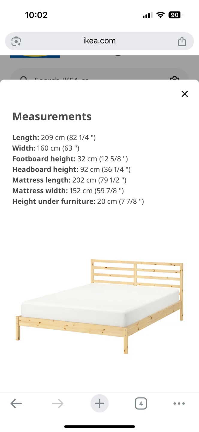 IKEA Queen size bedframe and Mattress - photo 3