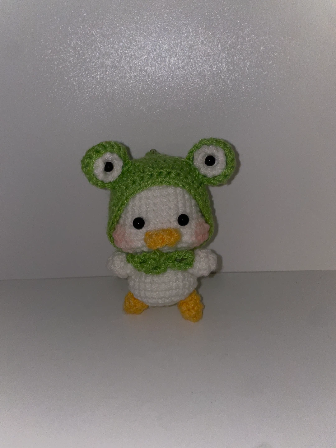 Crochet Duck with Frog Hat Keychain