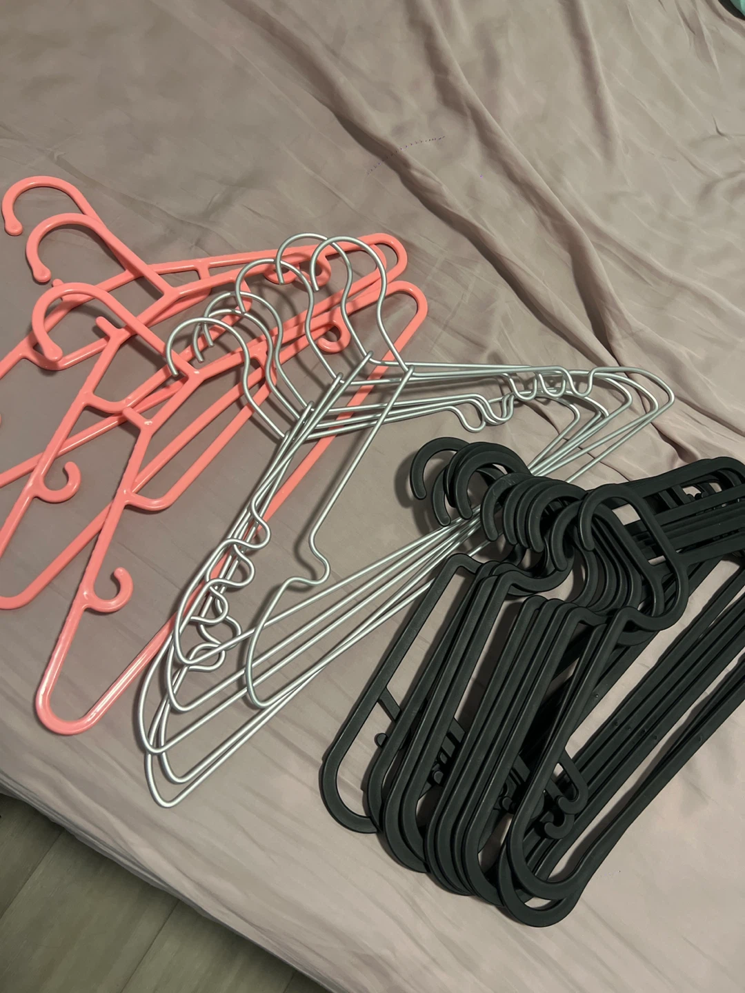Clothes Hangers - Pink, Silver, Black