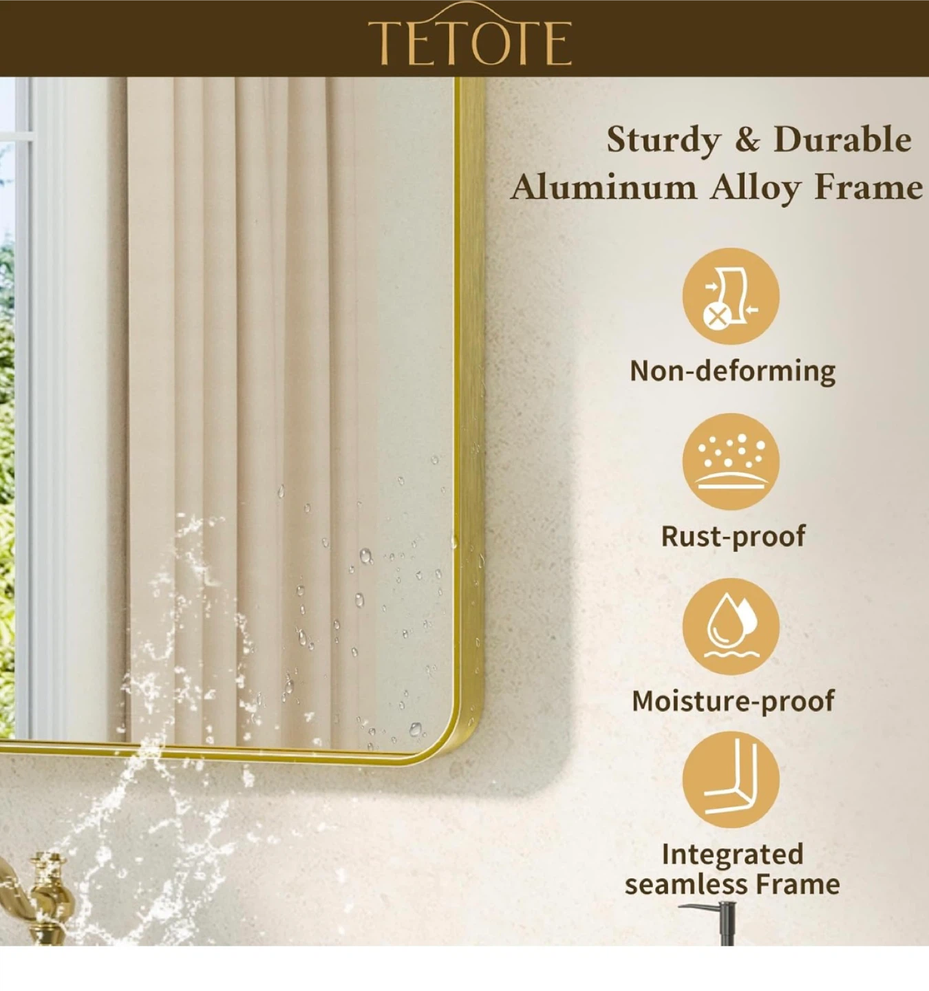 TETOTE 24x36 Inch Bathroom Mirror - Gold Frame - photo 3