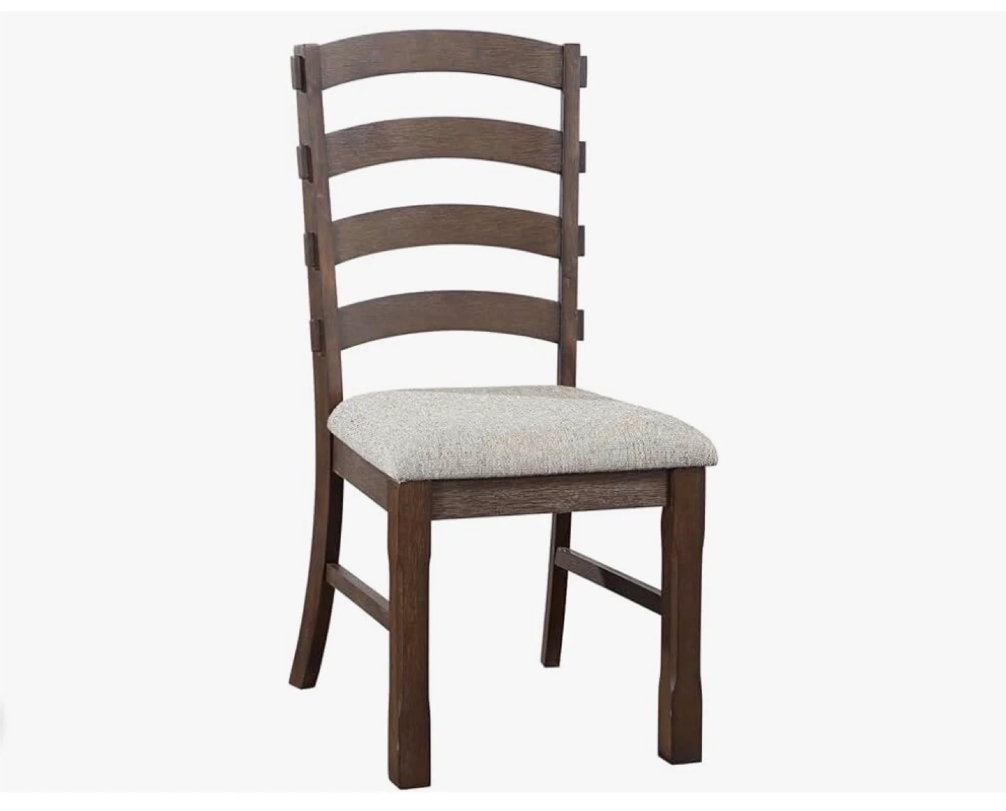 Set of 4 Dining Chairs - Brown Wood, Beige Cushions