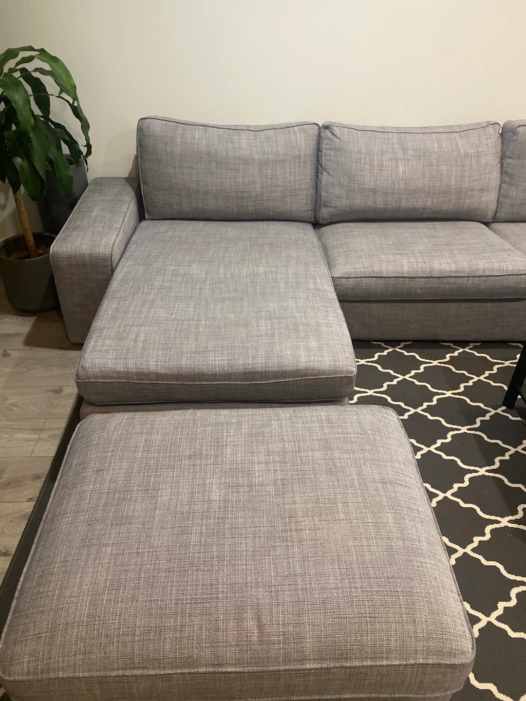 Grey Sectional Sofa with Ottoman