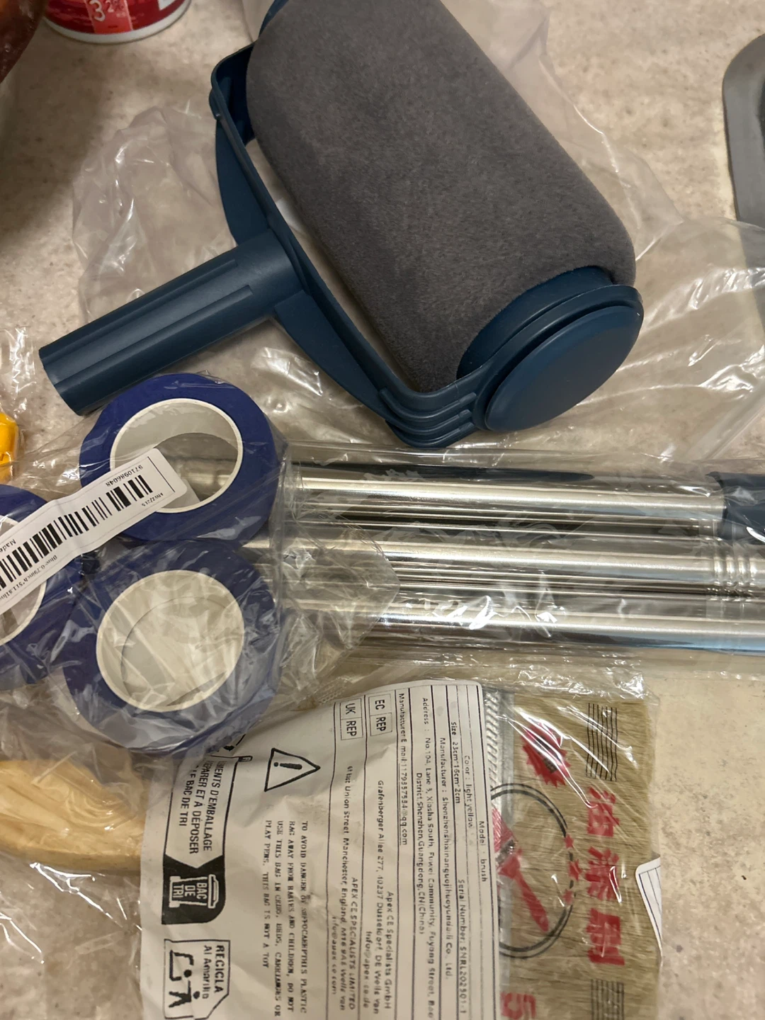 NEW-Paint Roller Kit with Extension Poles