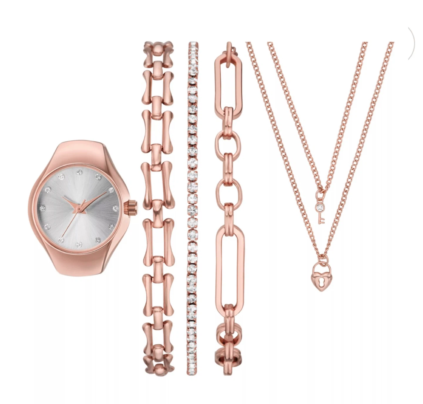 Rose Gold Watch, Bracelet, & Necklace Set of 5 - photo 3