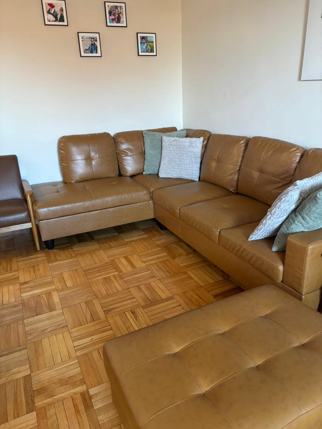 Brown fabric leather like Sectional Sofa with Ottoman - photo 2