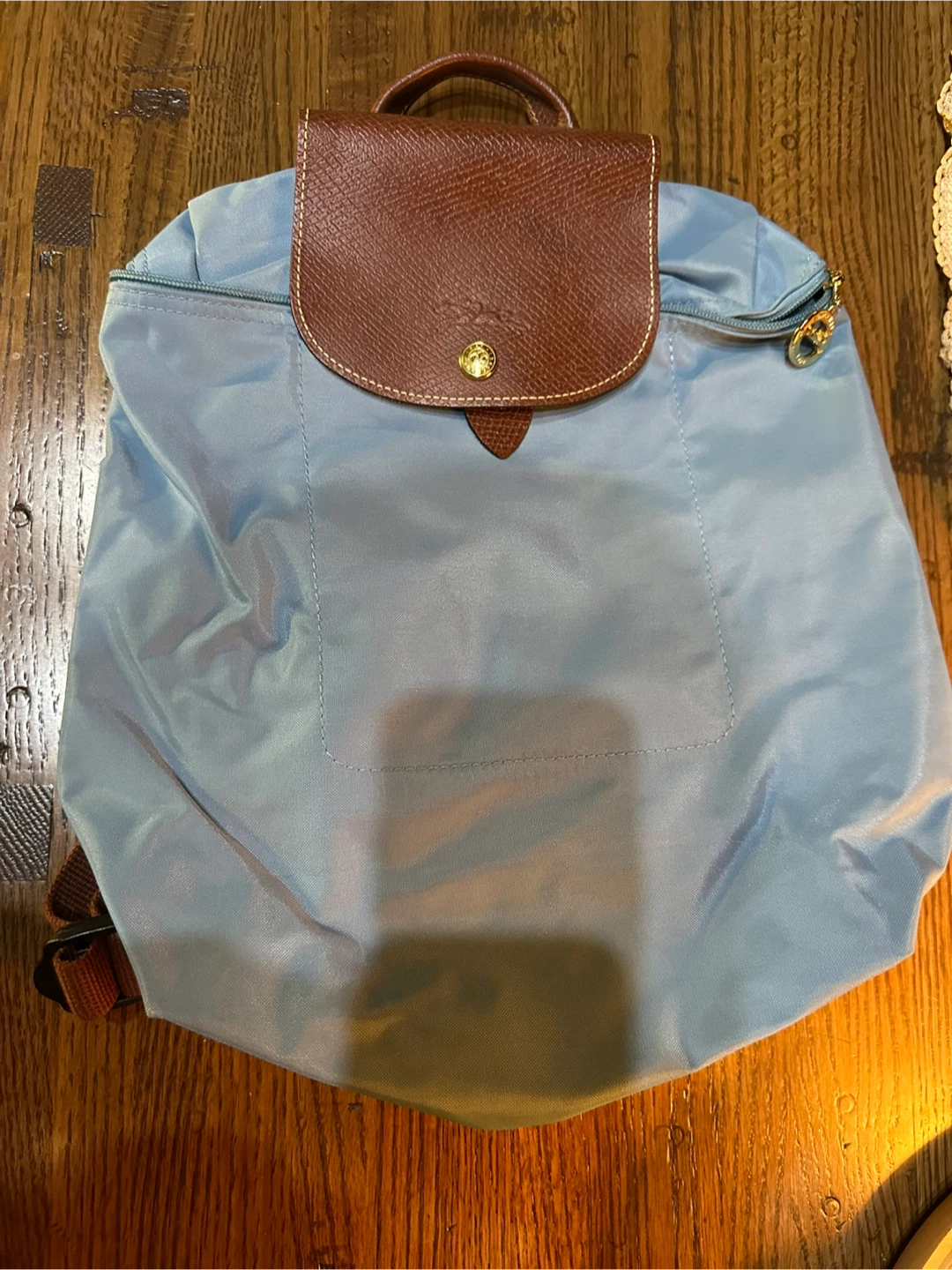 Longchamp Le Pliage Nylon Foldable TRAVEL Backpack light blue