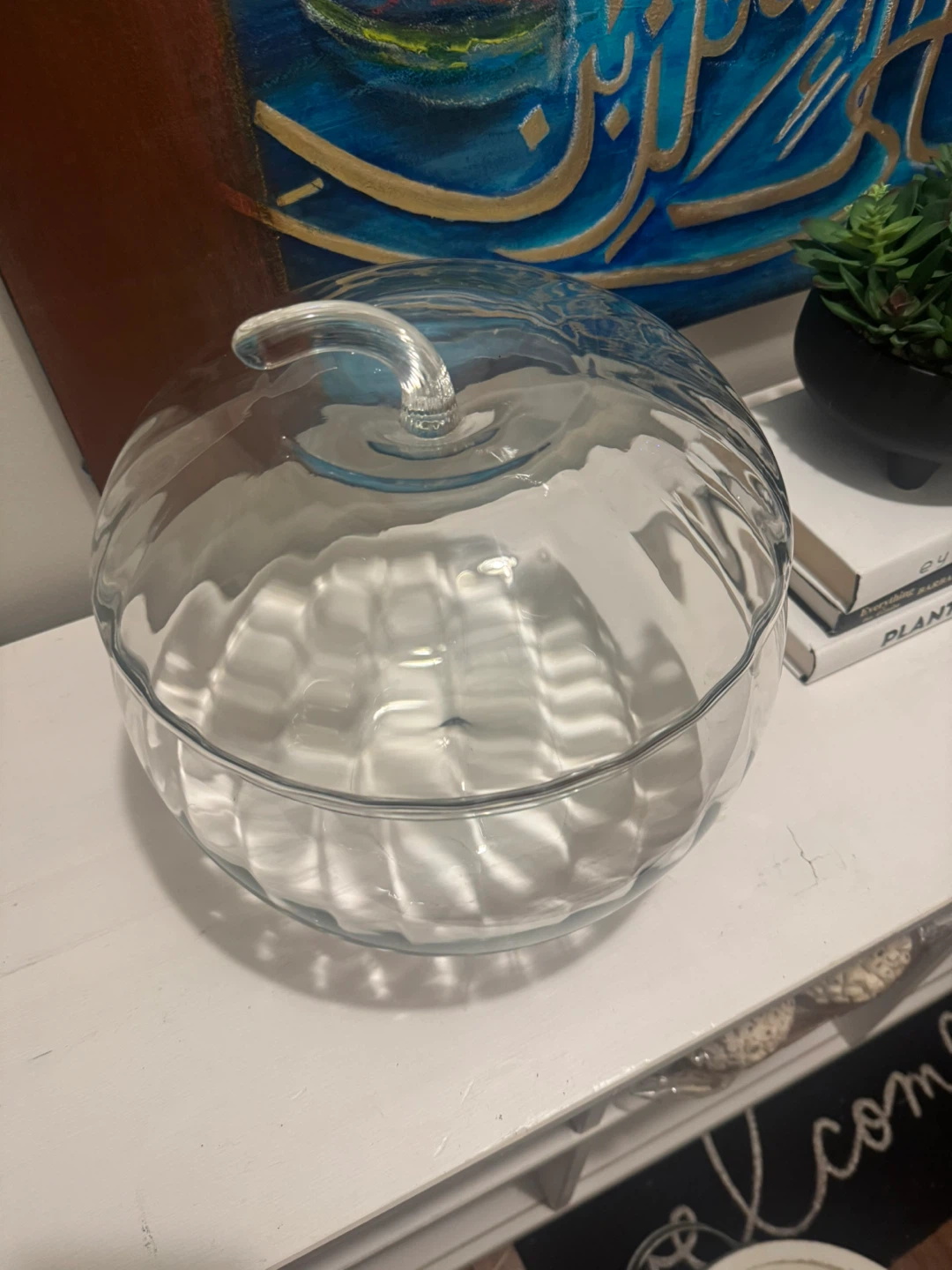 Vintage Glass Pumpkin lemonade / drink Bowl with Lid - photo 2