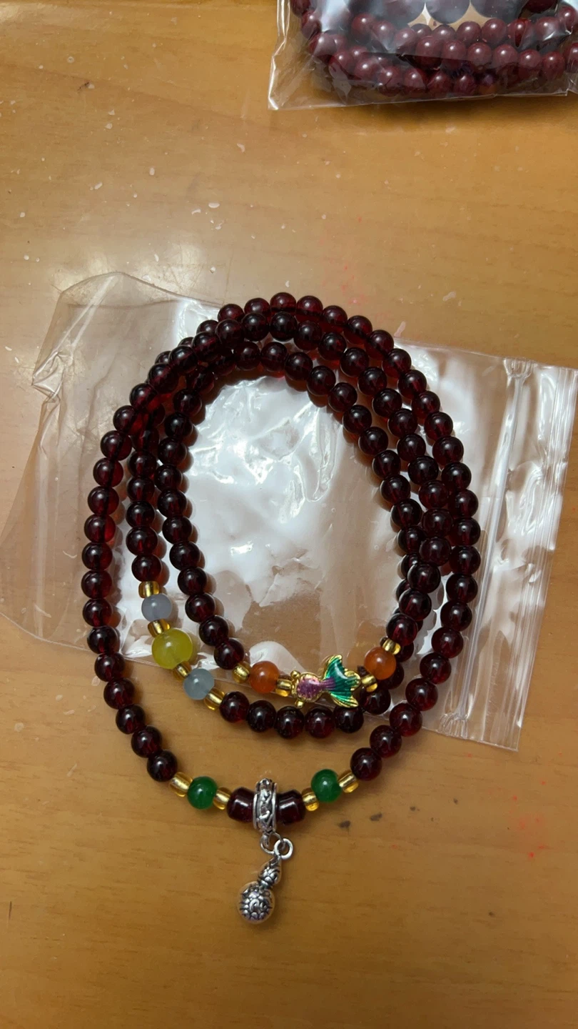 Red Garnet Beaded Bracelet with Charms - photo 3