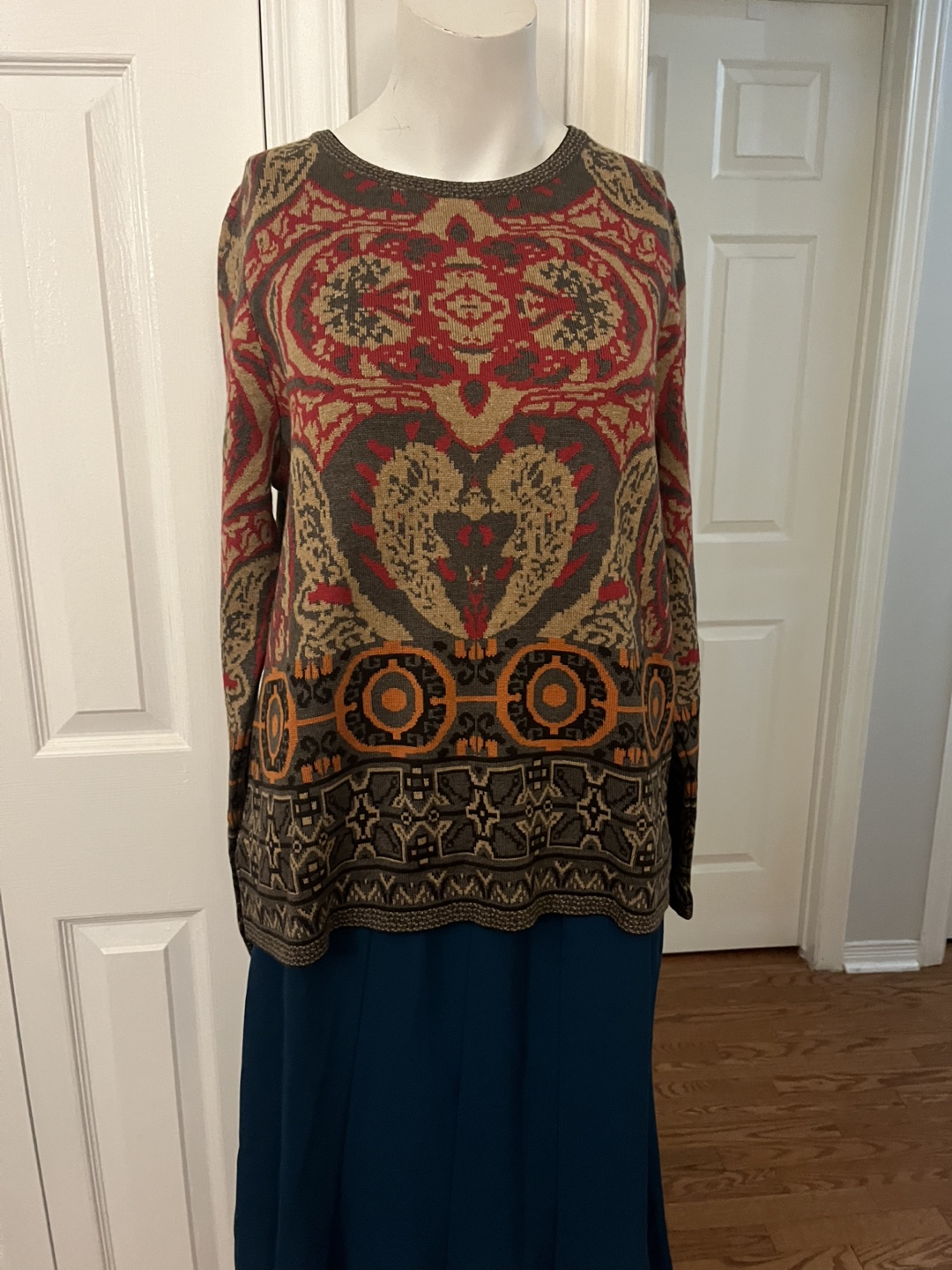 Skovhuus Patterned Knit Top - Size Medium