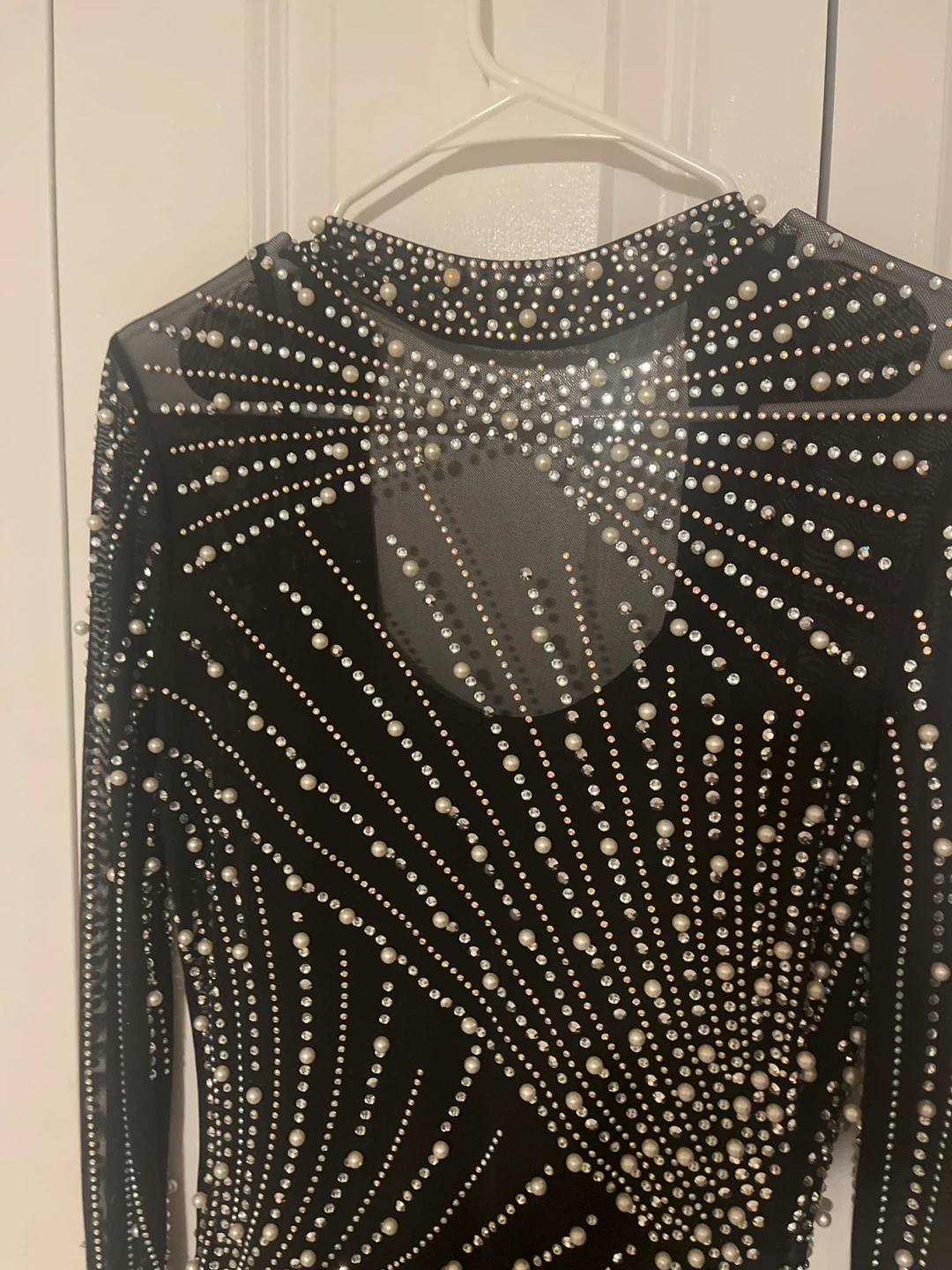 Black Beaded Long Sleeve Dress - photo 3