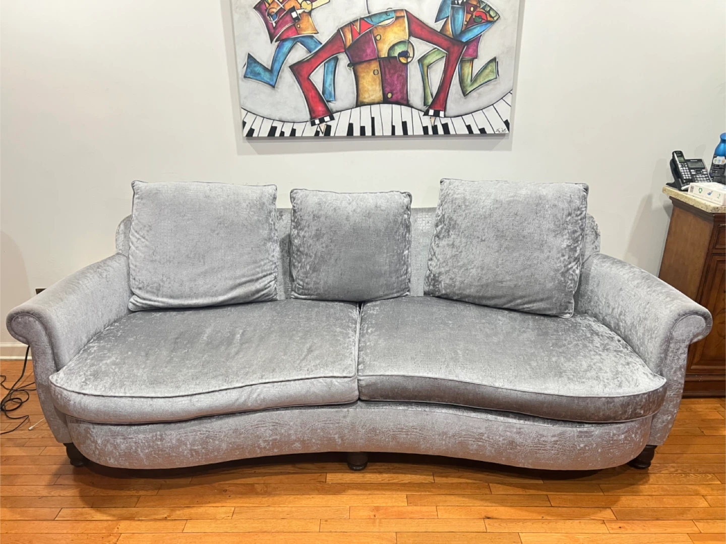 Gray Velvet Sofa - photo 2