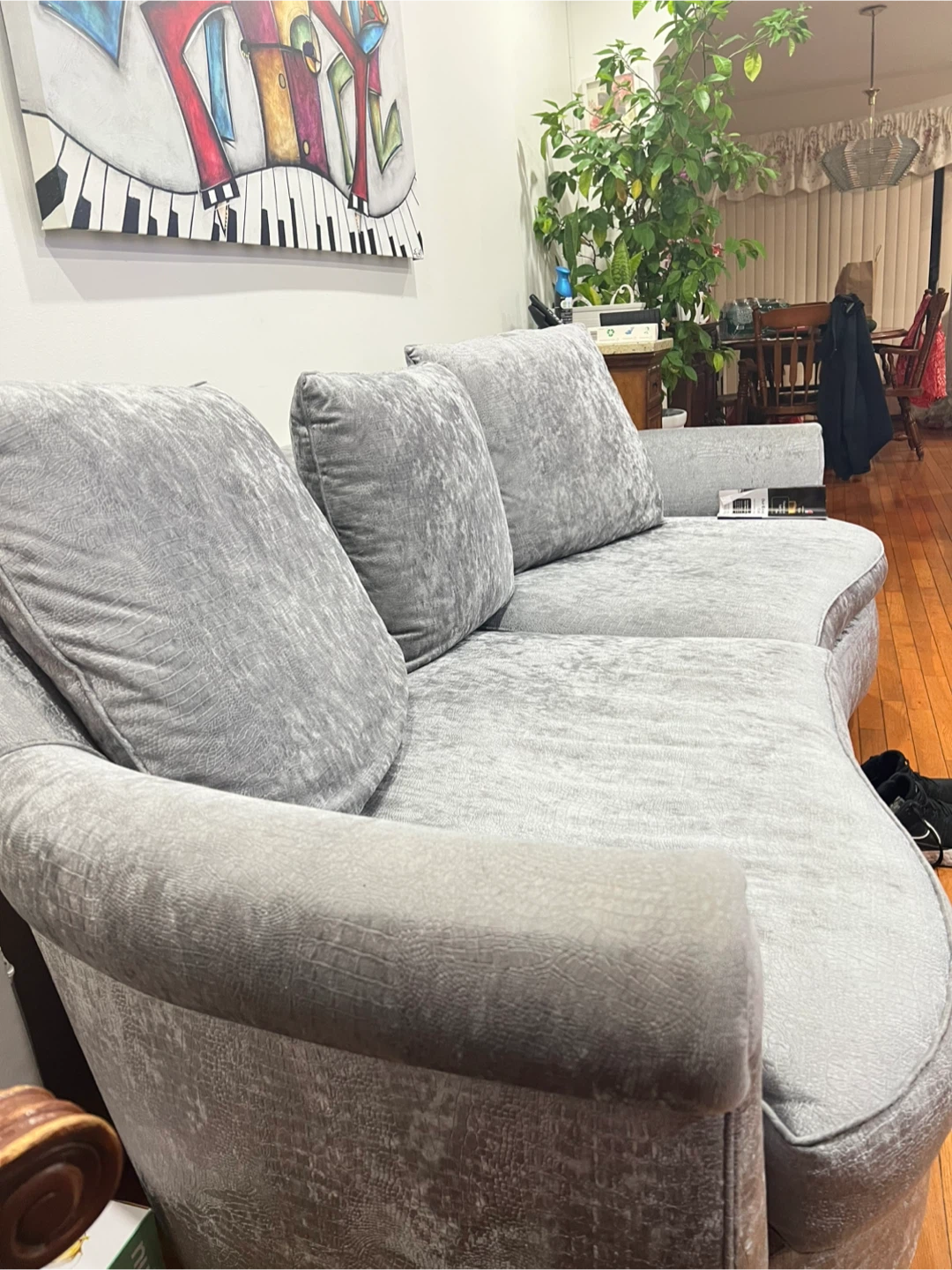 Gray Velvet Sofa