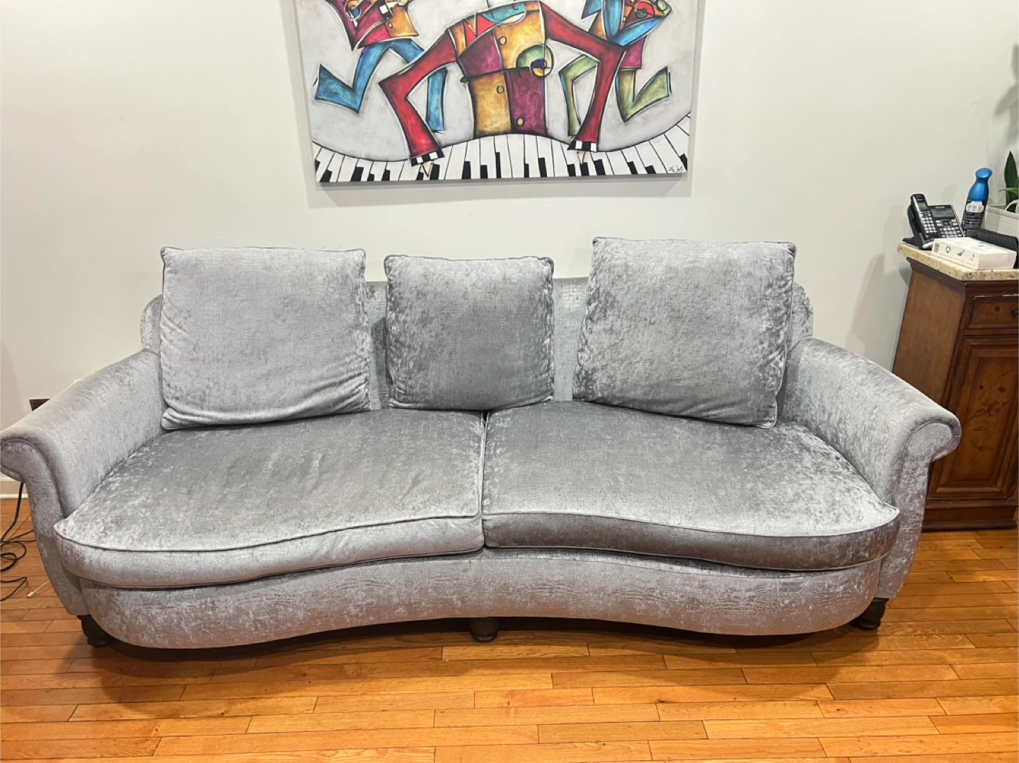 Gray Velvet Sofa - photo 3