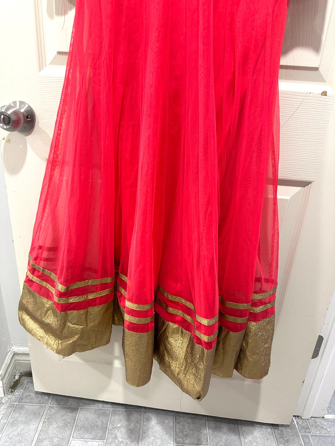 Red & Gold Anarkali Dress - photo 2