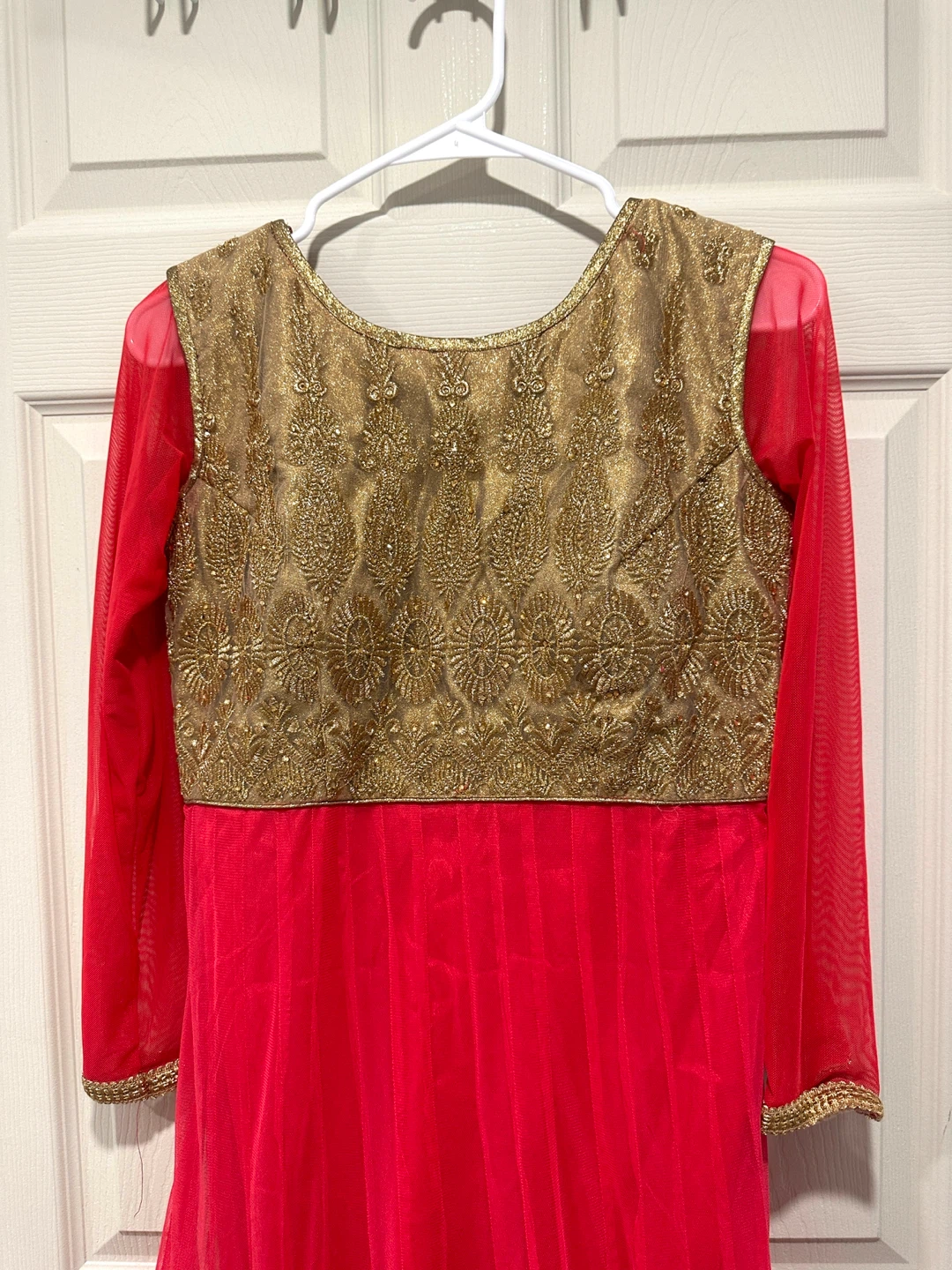 Red & Gold Anarkali Dress - photo 4