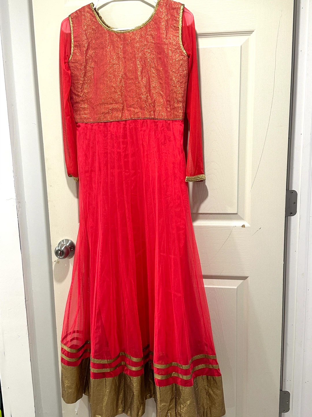 Red & Gold Anarkali Dress - photo 5