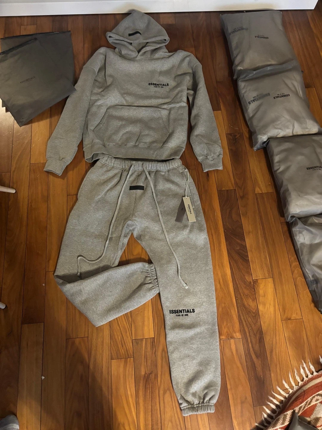 Essentials Fear of God Grey Hoodie and Sweatpants Set