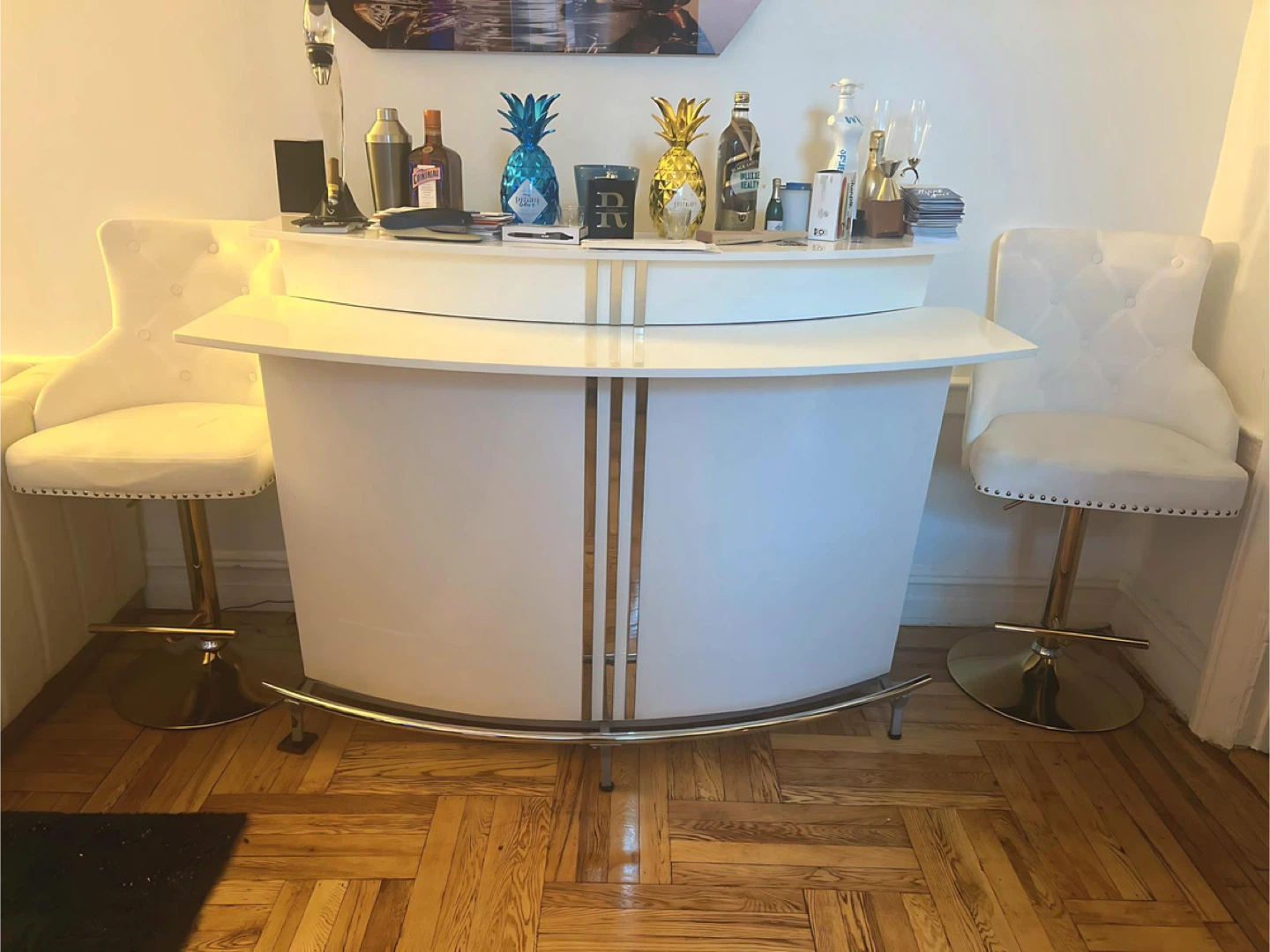 Modern White Bar with Storage