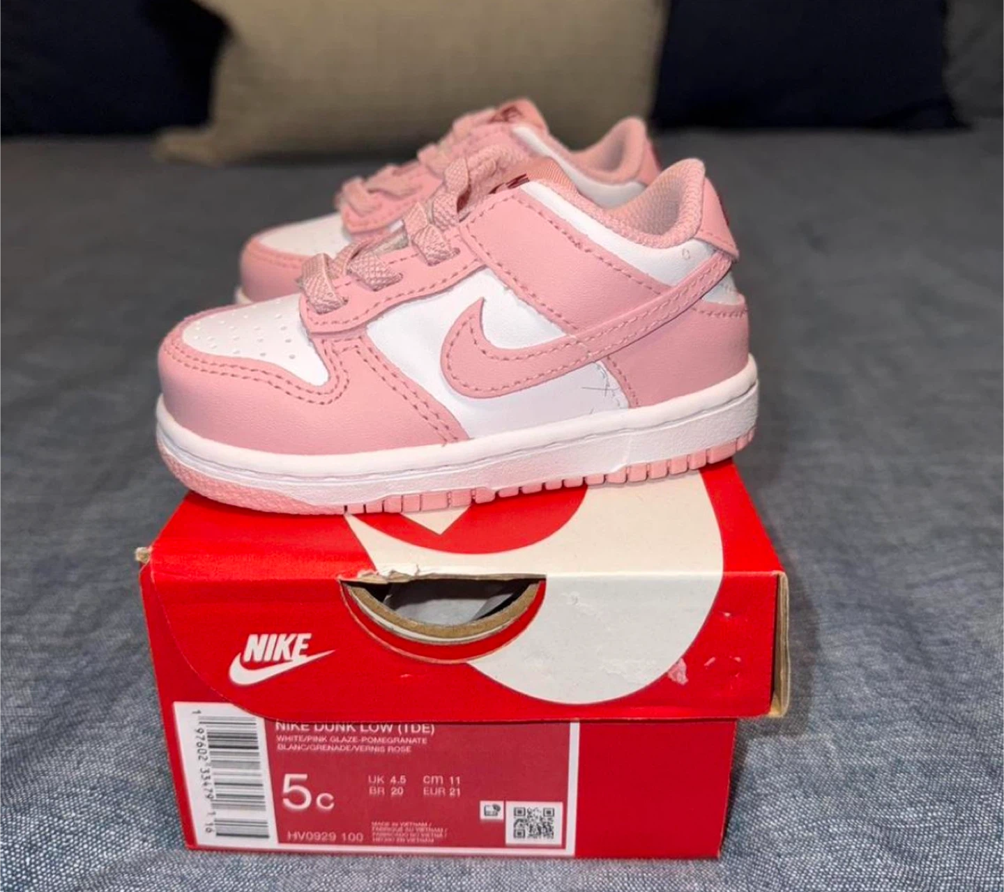 Nike Dunk Low (TD) Pink/White Size 5C - photo 2