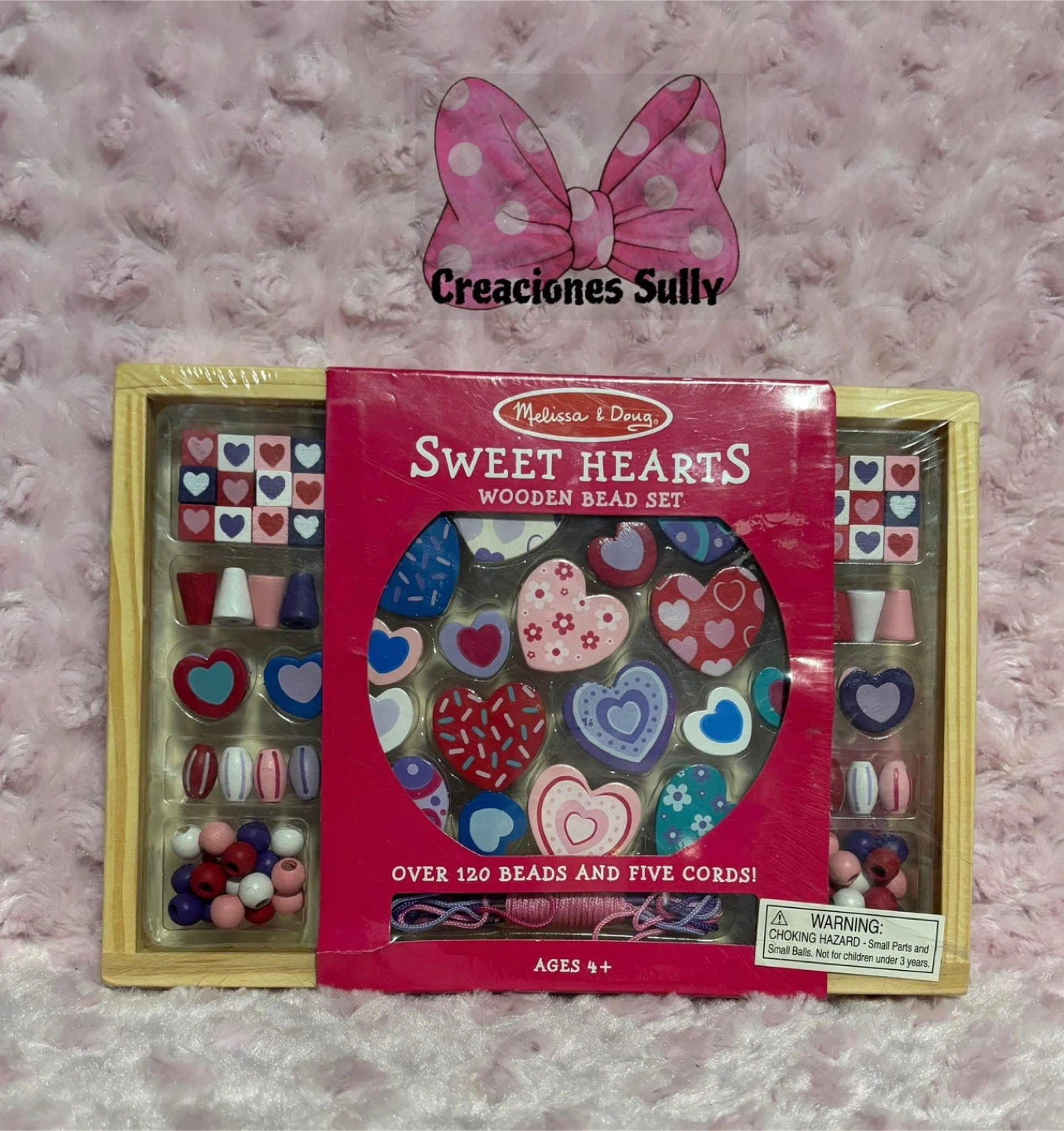 Melissa & Doug Sweet Hearts Wooden Bead Set (Ages 4+)