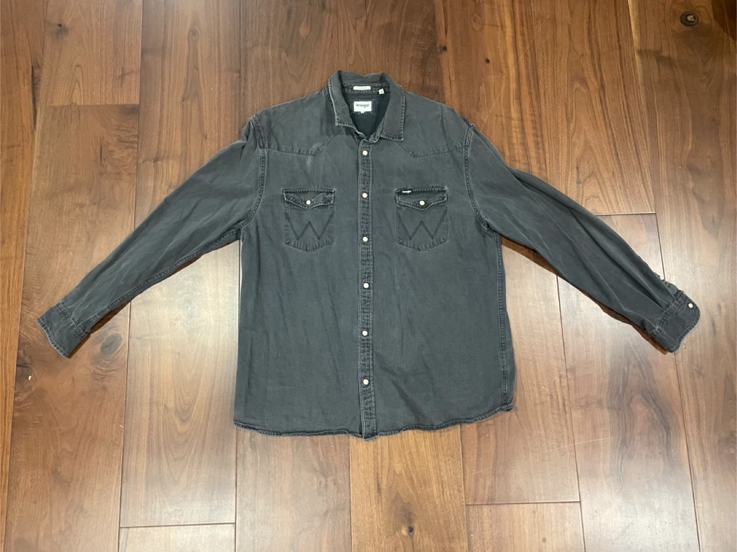 Wrangler Regular Fit Gray Western Shirt - Size Large