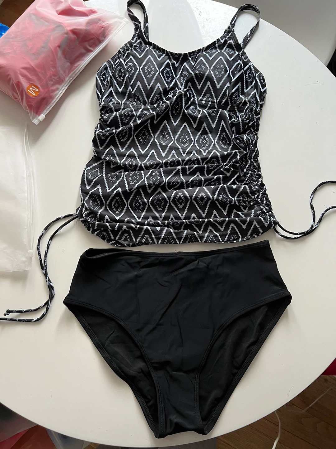 Black & White Tankini Swimsuit - Size M